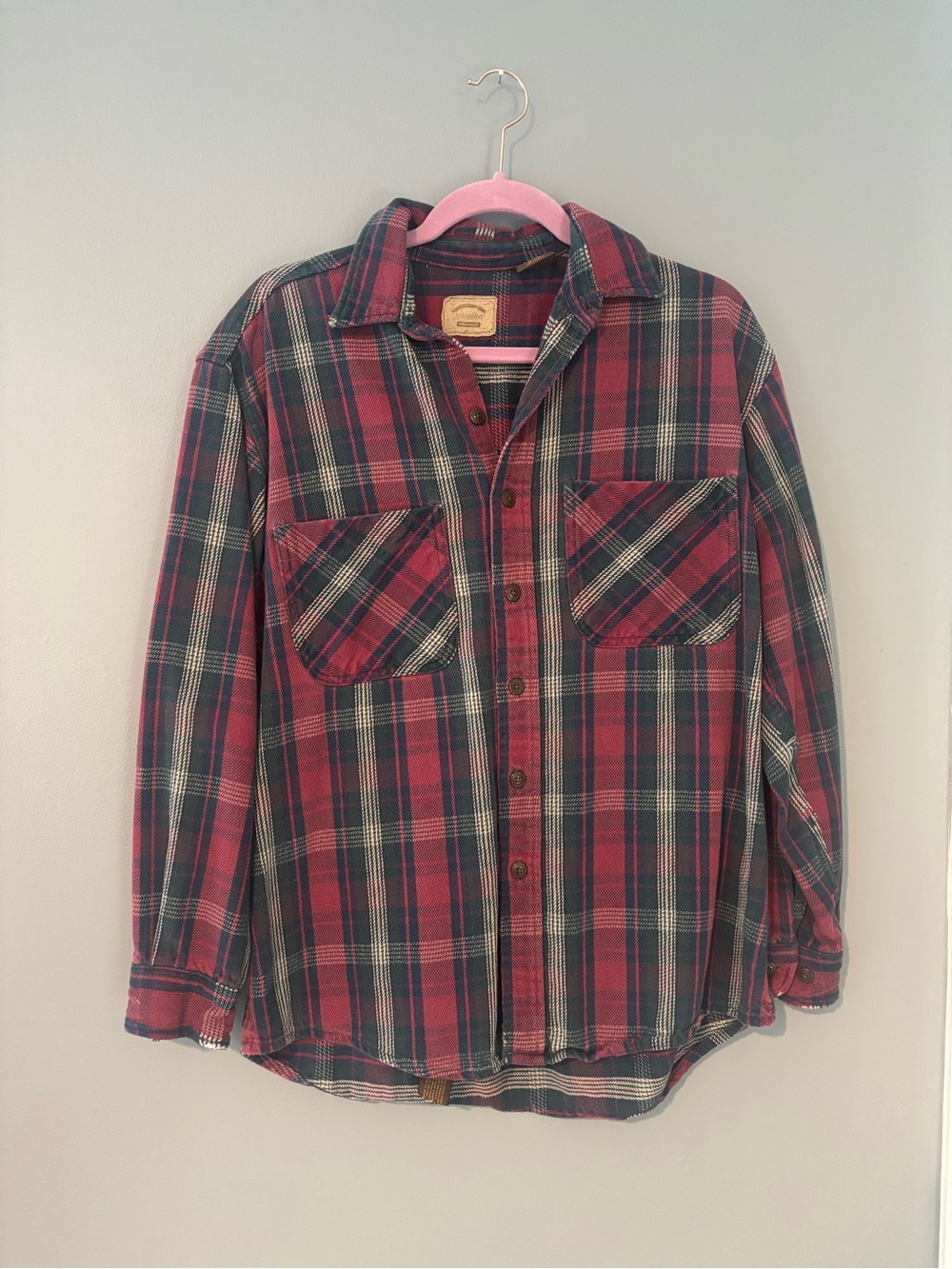 Red and Green Plaid Men’s Button-Down Shirt